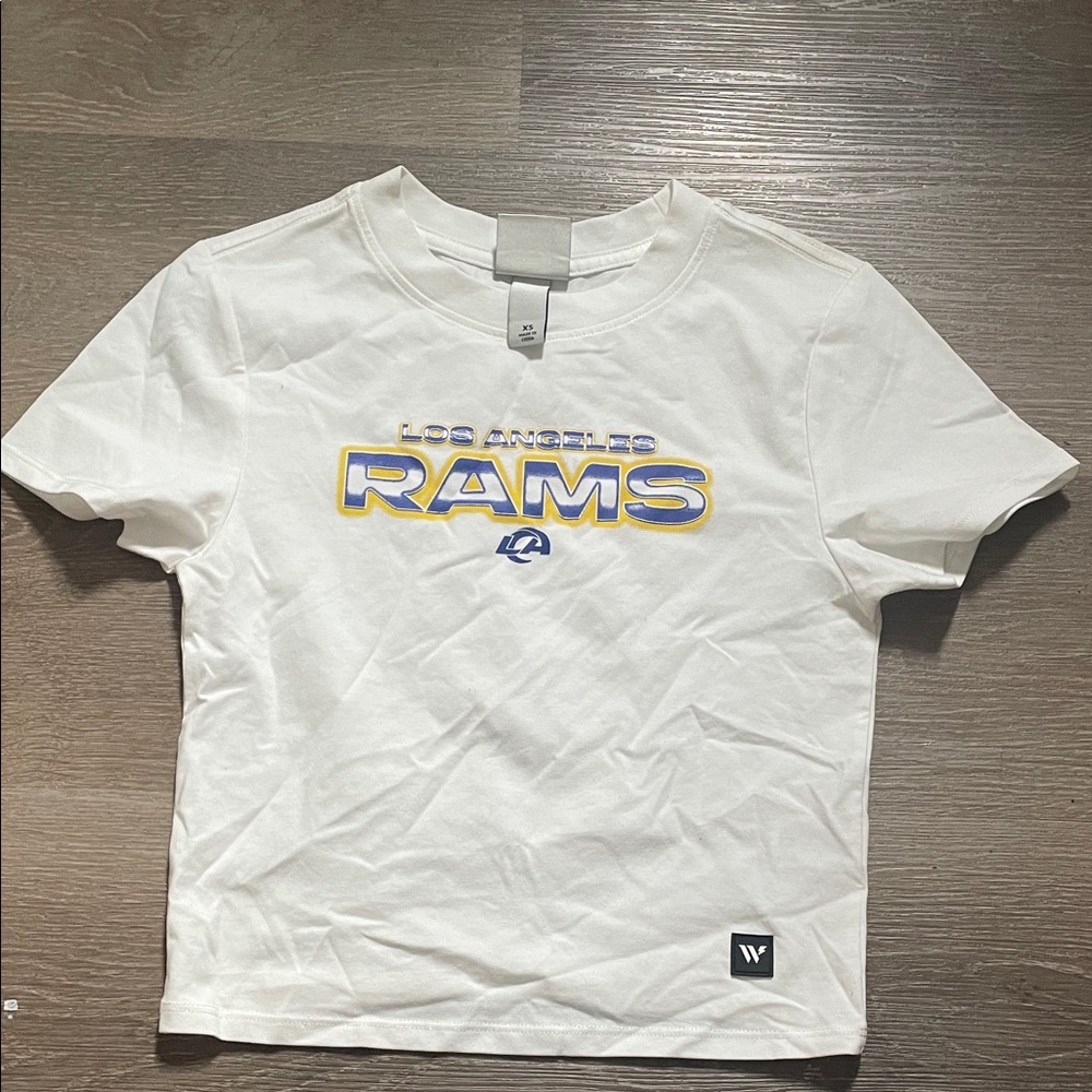Los Angeles Rams White Cropped Graphic Tee